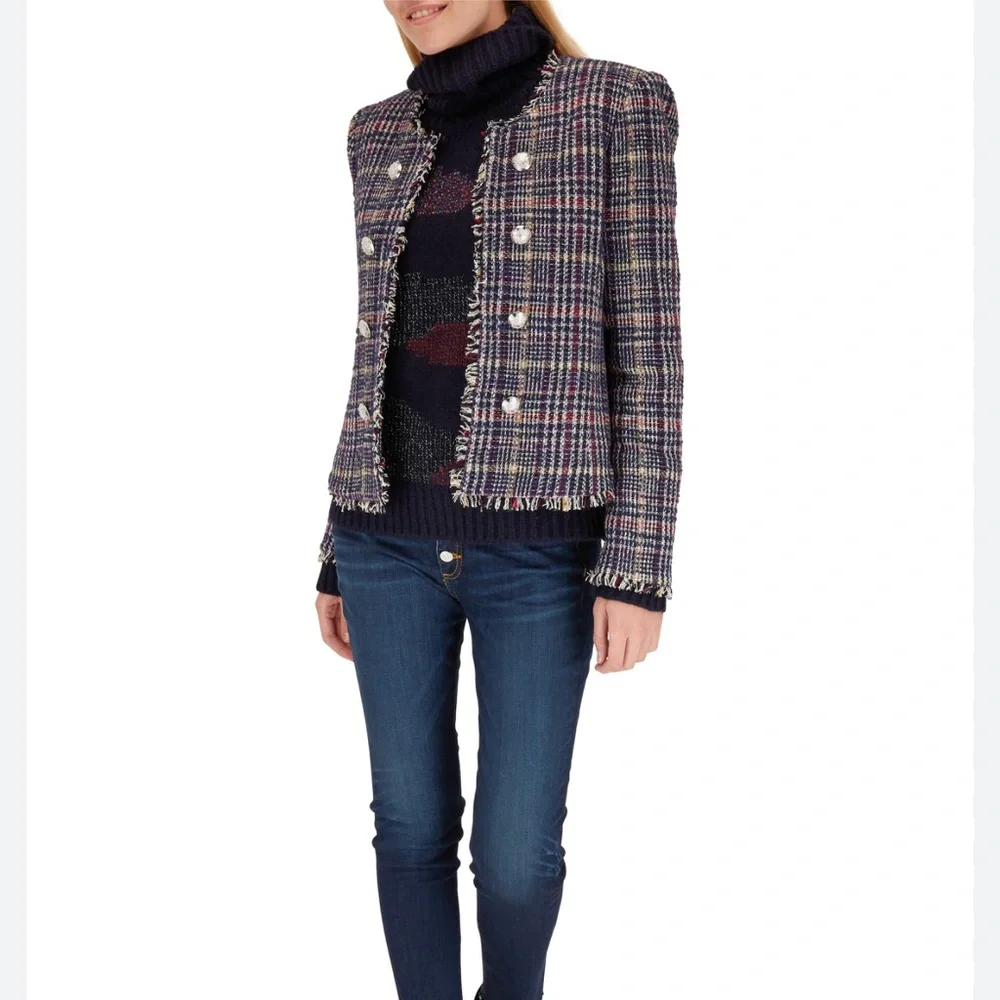 Veronica Beard Metallic Navy Tweed Jerry Jacket NWOT - Picture 4 of 11